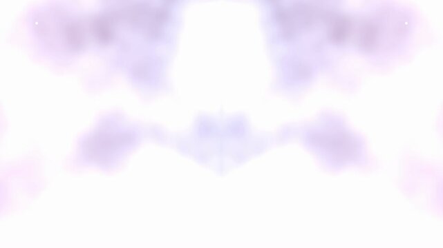 Symmetrical Pastel Lavender Abstract Fluid Motion Background with Dreamy Rorschach Ink Blot Effect