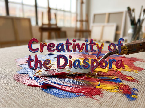 Embroidered Colorful Motivational Diaspora Typography on Natural Fabric Banner