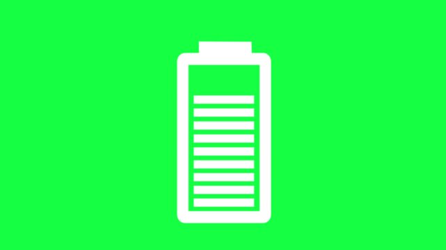 Animated illustration video of battery charging; electronic battery charging.