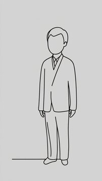 Line art male instructor with copy space on left, lifestyle scene