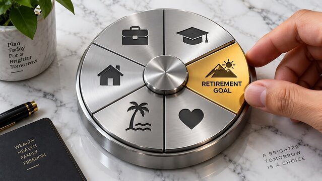 Customer loyalty concept with a hand selecting a rewards option on a circular business service interface