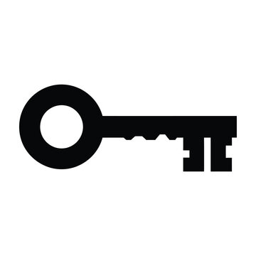 Black key icon on white background simple symbol