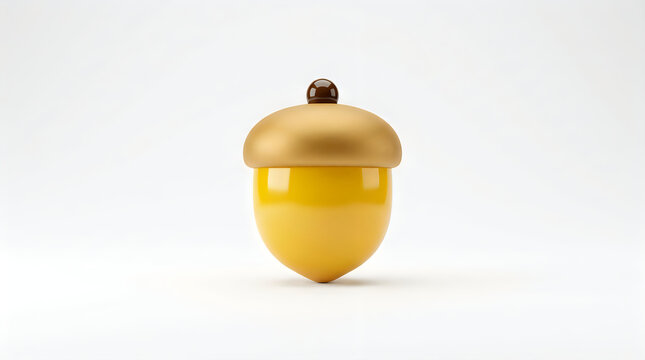 A single decorative yellow acorn ornament isolated on a clean white background for seasonal autumn holiday decoration