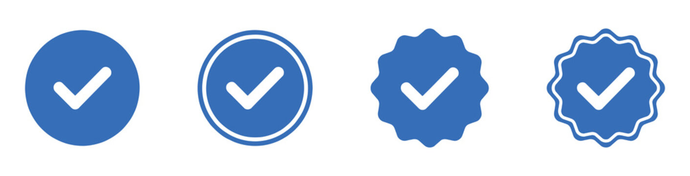blue checkmark icons with varying border styles and shapes