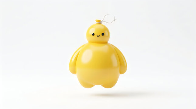 A cute yellow cartoon character with a round body and small face isolated on a plain white background