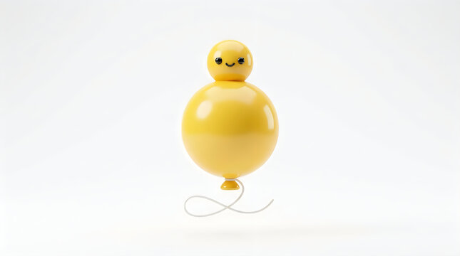 A cute yellow chick shaped balloon isolated on a white background for easter holiday celebration and decoration