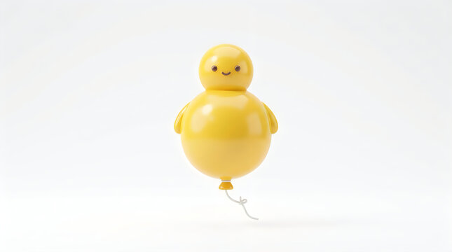 A cute yellow chick shaped foil balloon isolated on a white background for easter party decoration