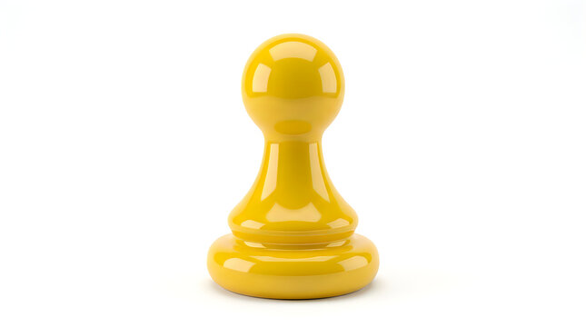 Isolated yellow pawn on a white background representing strategy and decision making