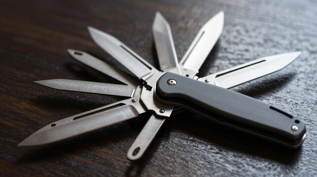 Pocket Knife Unfolding into Complex Abstract Blades