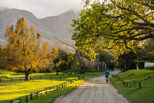 country road, Klein Mountains and River at sunrise, Stanford, South Africa