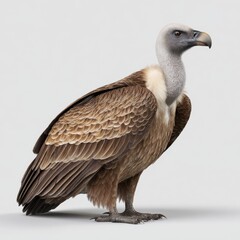 Obraz premium Full Body Portrait Of A White Backed Vulture Standing Isolated On A Plain Light Gray Studio Background