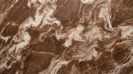 Fototapeta premium Polished brown marble texture background with elegant swirling white and beige veins, luxury natural stone slab pattern for interior design countertop or flooring material