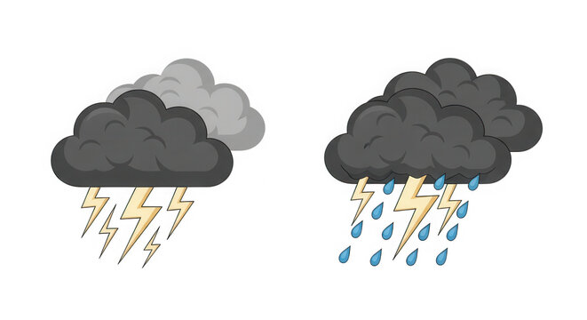Rain clouds with falling droplets illustration isolated on transparent background