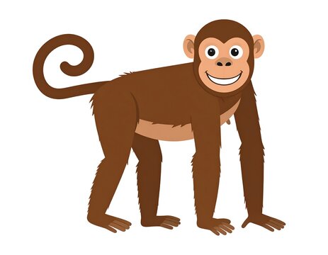 Happy cartoon monkey standing upright.
