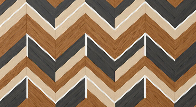 Chevron wood pattern with alternating brown beige and dark gray planks geometric texture