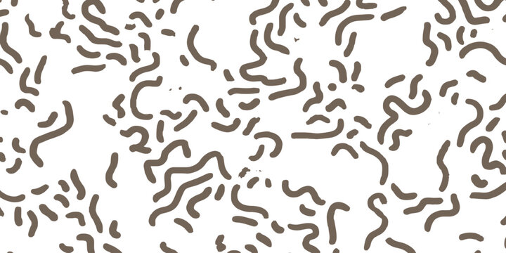 Brown squiggly lines abstract seamless pattern background with hand drawn worm shapes vector illustration graphic design.