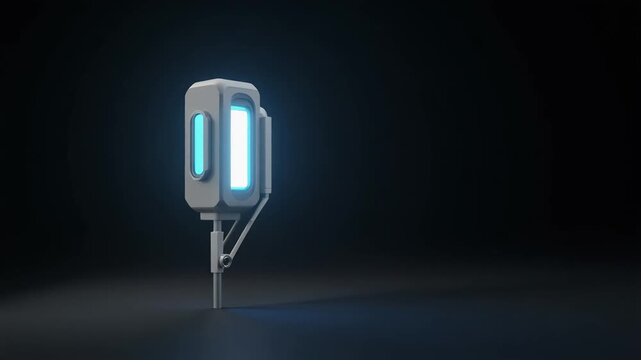 Glowing Industrial IoT Sensor Node in Tungsten and Blue