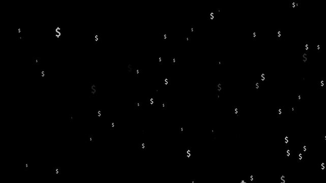 dollar sign floating on a black background, business finance earnings and gold money trading profit motion graphic, exchange rates currency investment market symbol particle 