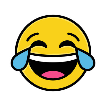 Laughing Emoji Face with Tears of Joy and Open Mouth Symbolizing Extreme Happiness and Amusement