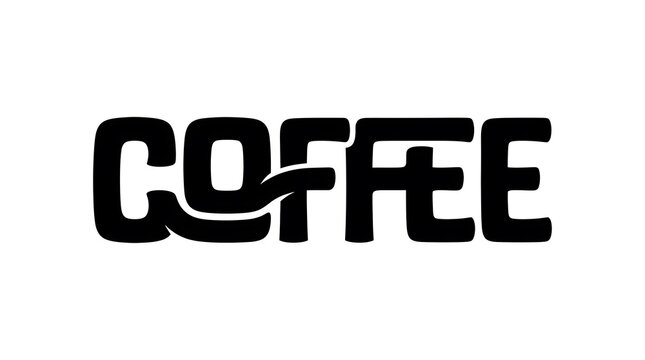 Black bold display typography of coffee text wordmark isolated on white background