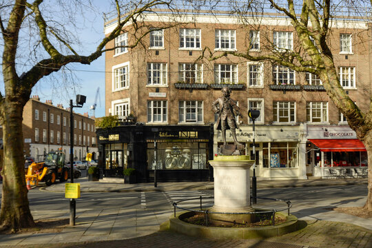Young Mozart statue at Orange Square on Ebury Street in Belgravia, London, commemorating the composer&rsquo;s first symphony written nearby in 1764.