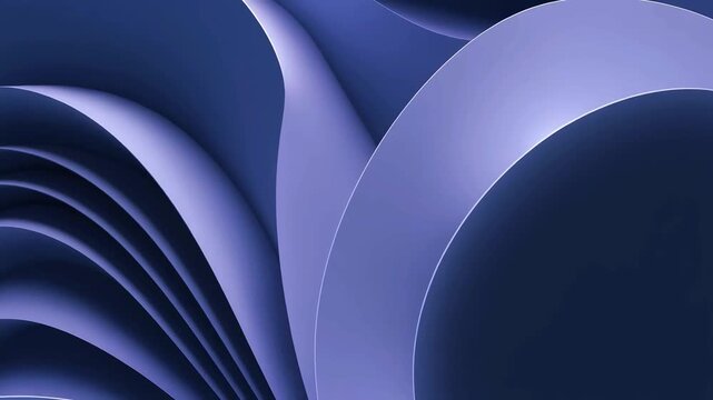 Curved paper layers in elegant periwinkle purple tones create a modern abstract background with soft undulating shadows.