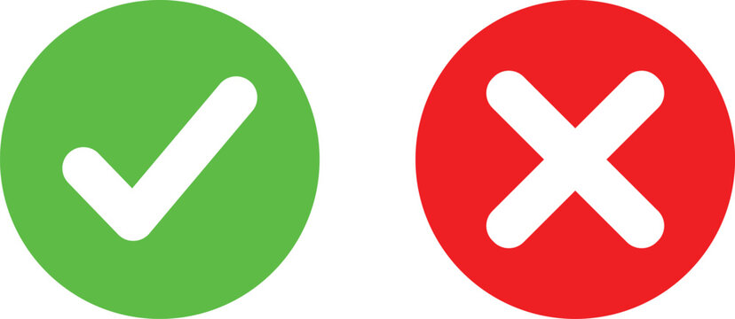 Green check mark and red cross mark icons showing yes and no symbols for correct and incorrect