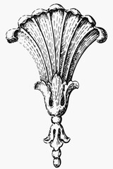 Decorative acanthus leaf corbel vector illustration in vintage engraving style with architectural element © Wahyutri