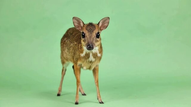 Lesser Mouse Deer Kancil Standing on Green Screen Studio Shot