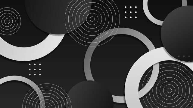 Abstract geometric background overlapping rings and circular gradients animation