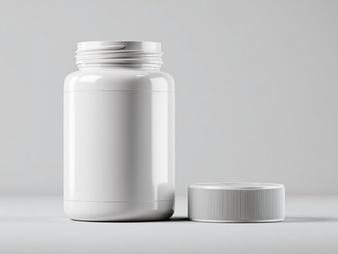 Blank White Supplement Bottle with Open Cap