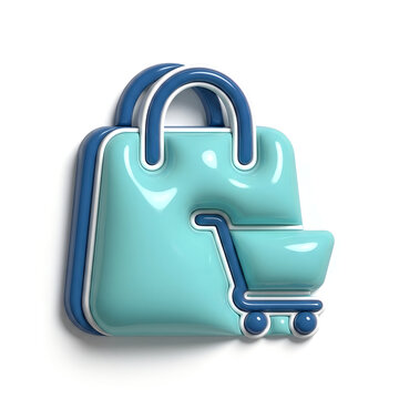 Online Shopping Bag with Cart icon.