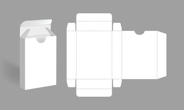 Blank playing cards box packaging mockup with dieline template. 3D realistic box vector illustration isolated on background. Tuck end paper box blueprint.