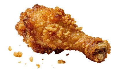 Crispy golden fried chicken drumstick with crunchy breading, isolated on transparent background © Igor