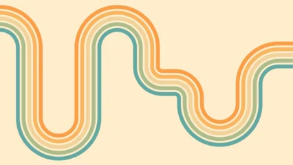 Abstract background of rainbow groovy Wavy Line design in 1970s Hippie Retro style. Vector pattern ready to use for cloth, textile, wrap and other. © 9Air