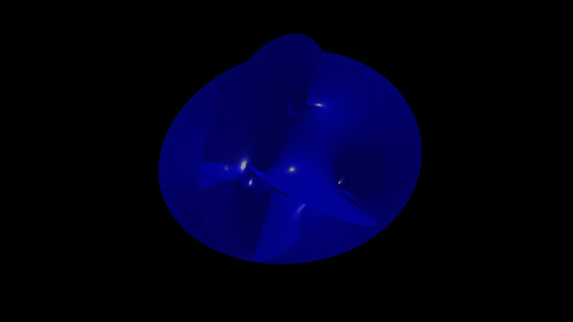 mooth blue Calabi-Yau manifold 3D shape representing quantum string theory