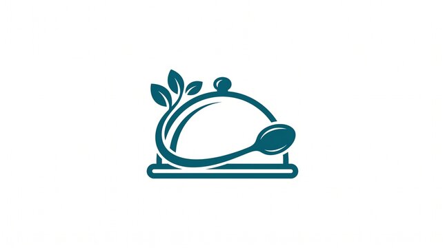 Organic food cloche with leaves and spoon ico