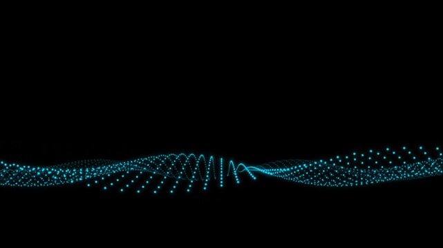 Abstract cyan particle wave mesh undulating in digital perspective for lower third overlay