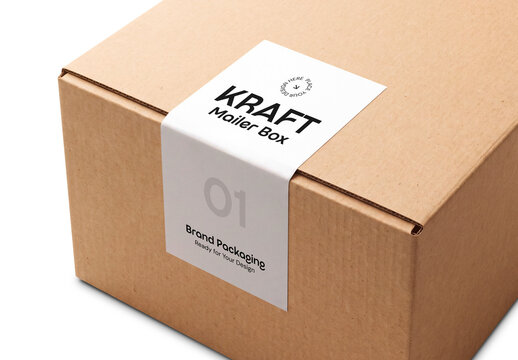 Kraft Mailer Box Packaging Mockup