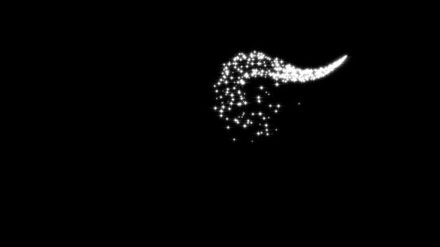 White glowing twinkling glitter star magic sparkles glitter line stars.twinkling shimmer line effect, doodle stars motion, black screen background.4k animison