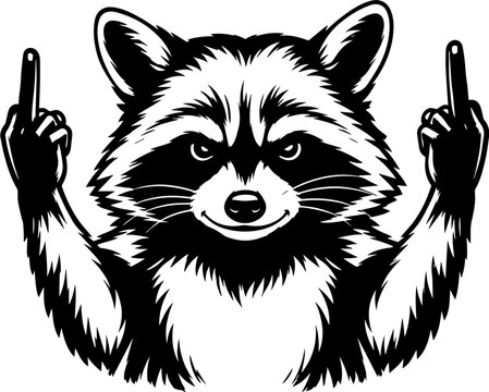 Raccoon Middle Finger Gesture SVG, Funny Raccoon Design, Rude Animal Gesture, Sarcastic Wildlife Humor, Mischievous Raccoon Artwork, Funny Animal Graphic, Cricut Cut File