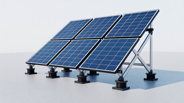 Solar panel array for renewable energy generation on white background