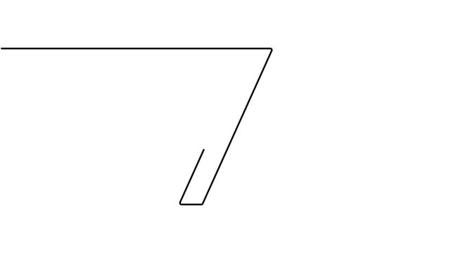 Event number of seven sign continuous one line drawing moving on white background minimalist single art connection of pointer elegant animation video