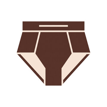 Minimalist brown and beige briefs underwear vector icon isolated on transparent backgroun