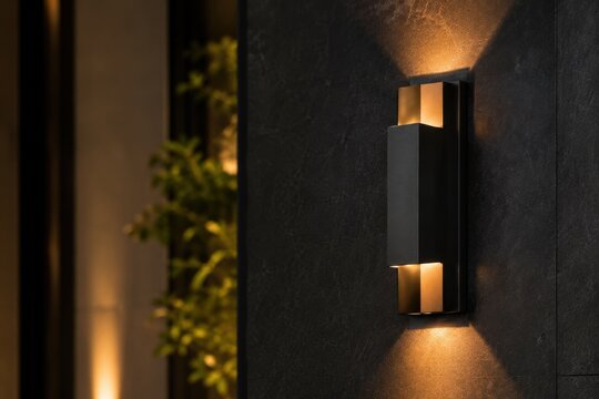 Modern Up and Down Wall Sconce Lighting on Dark Exterior Wall