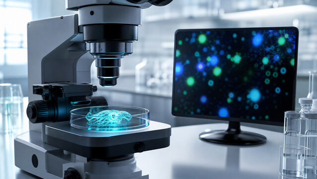 Bioluminescent deep sea organism with medical fluorescence imaging in laboratory
