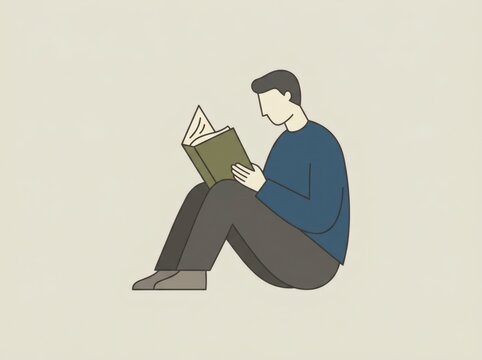 Person reading a book illustration vector set