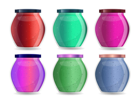 Colorful jam jars transparent background PNG