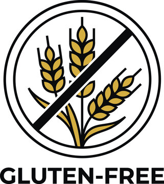 Gluten free symbol featuring wheat stalks with a diagonal prohibition line