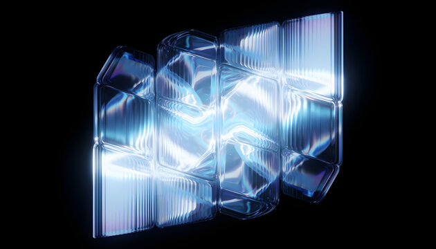 White-light blue-blue gradient with a glass effect on a black background &mdash; a futuristic look featuring cool glow, soft waves, and transparent layers that create a sense of motion.